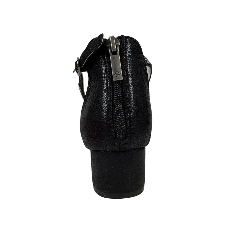 Nina Valetta Sandals Girls 6 C‎ EU 38 Black Shimmer Rhinestone Block Heel Strap